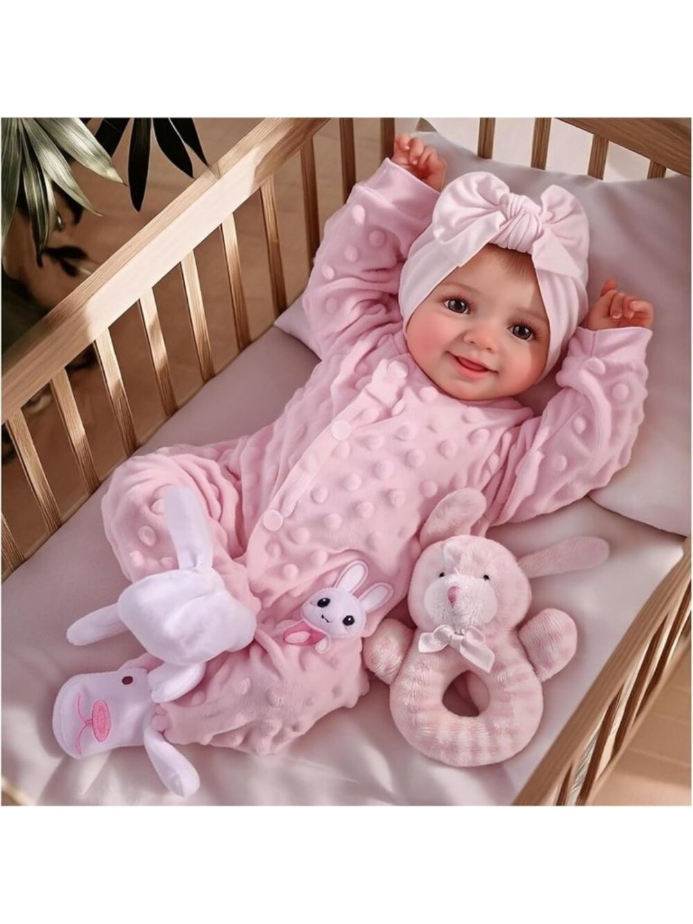 17in Smiling Realistic Reborn Baby Doll Soft Poseable 8pc Gift Set